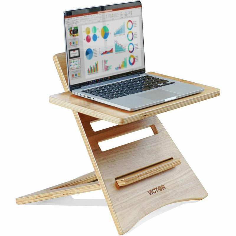 Victor High Rise Laptop Riser - 10 lb Load Capacity - 16.5" Height x 17" Width - Acacia Wood - Natural